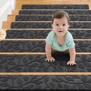 New Stair Treads  for Wooden Steps Indoor Non-Slip 8" X 30" Dark Gray, 6PCS)